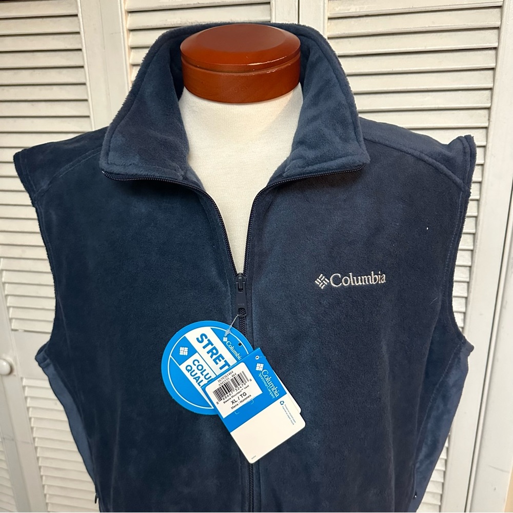 NWTs Columbia Vest Size XL Fleece Dark Blue Stretch - Picture 6 of 7
